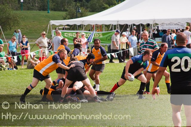 Rugby players at Irish Fest